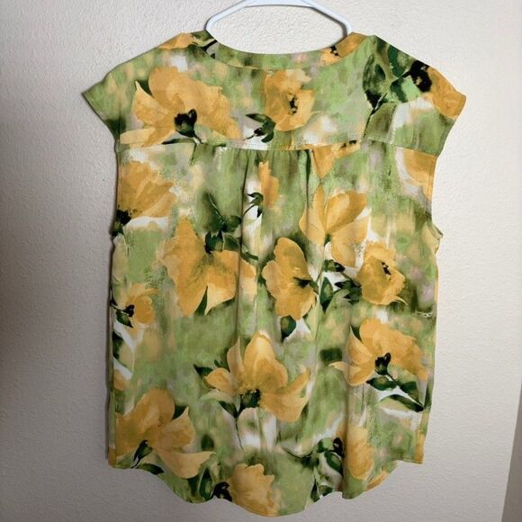 Simply Vera Vera Wang Blouse Women's Medium Floral V-Neck Popover Cap Sleeve - Picture 4 of 8